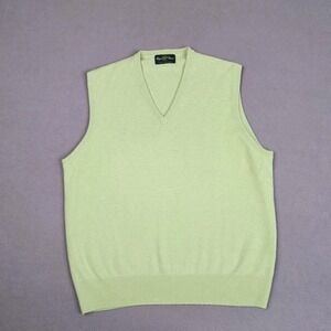 Alan Paine Sweater Vest Men's Large UK 44 Lime Pure Cashmere V Neck England Golf